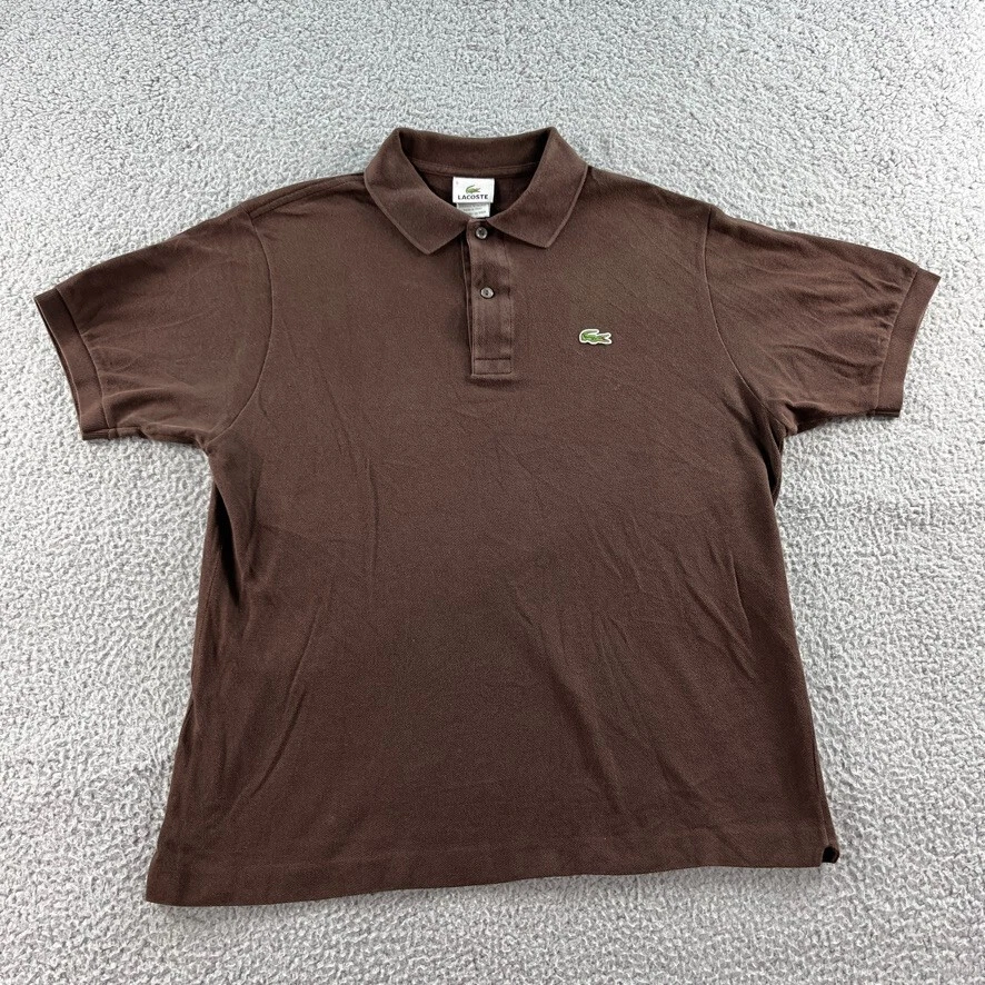 Lacoste Polo Shirt Mens 5 Brown Devanlay Peruvian Cotton Golf | eBay