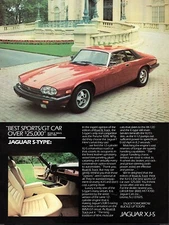 1985 Jaguar XJS S-Type V12 "Best Sports GT Car" Original Color Ad 