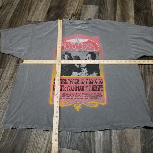 The Doors L/XL Distressed Retro band tee shirt T-shirt Holes Thrashed Gray - Picture 2 of 12