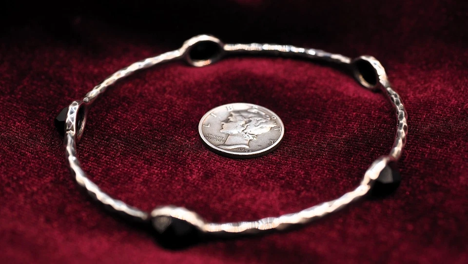 Ippolita -Prata esterlina - 5 pedras de ônix - Pulseira pulseira de doces de rocha -7,5 polegadas - Imagem 3 de 4