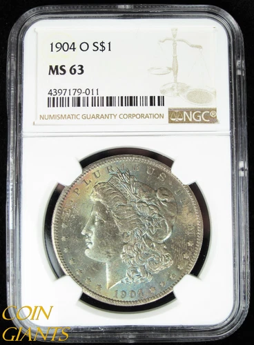 1904-O S$1 Morgan Silver Dollar NGC MS63 Brilliant Uncirculated BU Rainbow Toned