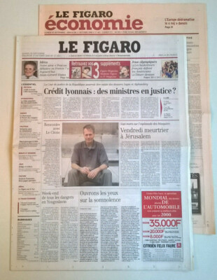 LE FIGARO vom 30. Sept. und 1. Okt. 2000 - Olympische Spiele Sydney / Le Clézio - Sammlerzustand