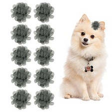 1.97" Dog Hair Bows Flower with Clips Grey 10Pcs