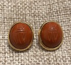 Vintage Scarab Earrings Carnelian — photo 1