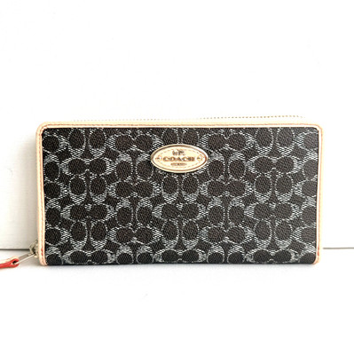 NWT Coach Signature C Accordion Zip Around Long Wallet 52998 Brown