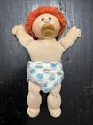 Cabbage Patch Kid Boy Doll Red Orange Fuzzy Hair Blue Eyes CPK Black Signed 1982