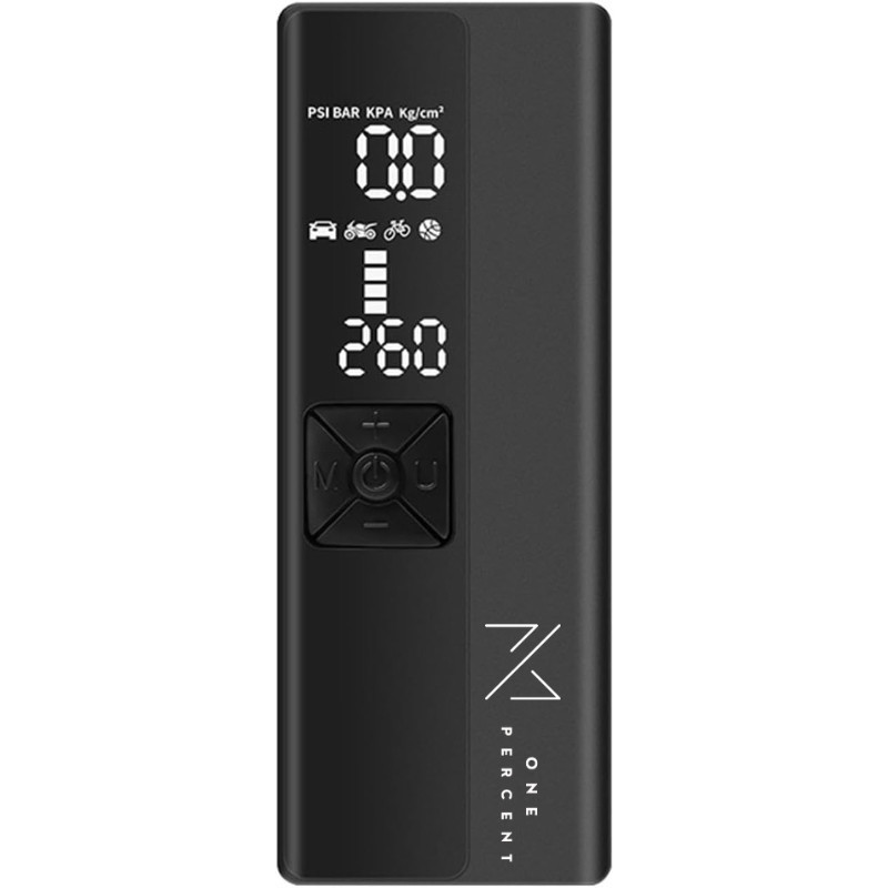 Беспроводной портативный воздушный насос One Percent 150PSI для автомобильного велосипедного мяча - ЧЕРНЫЙ