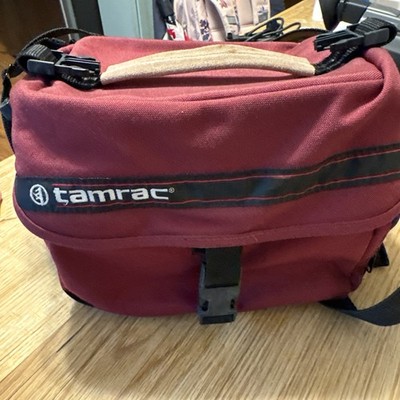 Tamrac 604 Zoom Traveler 4 Shoulder Bag Beige Burgundy/Red Vintage USA Made