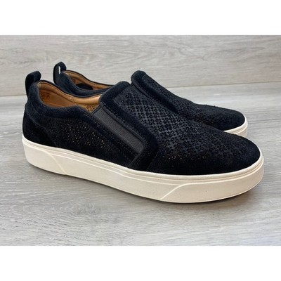 Vionic Kimmie Women's Sneakers Black Suede Perforated Slip On Platform 11 Shoes