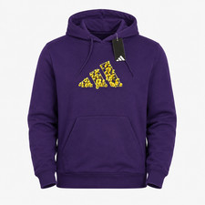Adidas Trefoil Floral Logo Hoodie Womens M Aurora Plum Purple Pullover Fleece