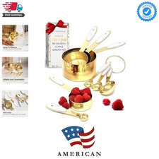 White and Gold Measuring Cups and Spoons Set ...