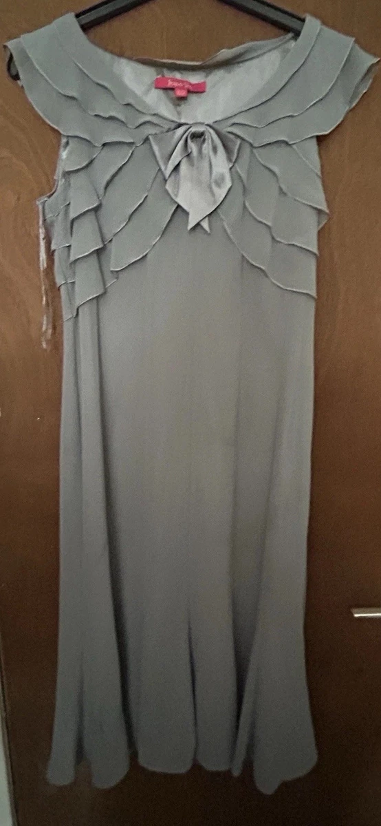 jacques vert grey dress Jacques Vert Shift Dress With Longline Jacket Jacques Vert UK 10/12 Silver Grey Lace Overlay