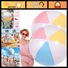 2 Pcs 60" Giant Inflatable Beach Balls - Jumbo Pastel Macaron Pool Float for Sum