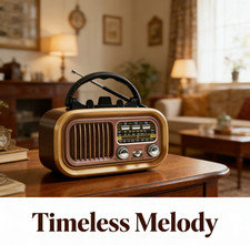 Retro Radio AM FM SW BT Speaker, TF Card/USB Play, Gift for Dad Mom,Rose Gold