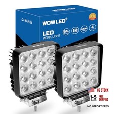 Square LED Work Light 12V, 2 Pack 64W 12V 4X4 LED Spotlight, Square 4 Inch