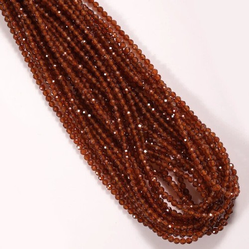 AAA Hessonite Micro Faceted Round Gemstone 3MM Jewelry making Beads 12.5" Strand - Picture 3 of 8