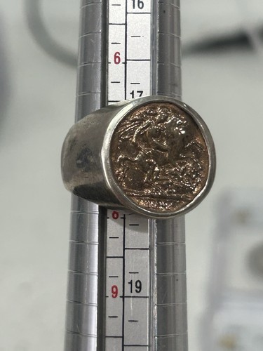 SASA 1912 Gold Half Sovereign In Sterling Silver Ring Size 7