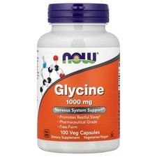 Now Foods Glycine 1 000 mg 100 Veg Capsules GMP Quality Assured, Vegan,