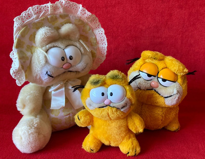  3 x Garfield Stofftier Plüschtier Guter Zustand  1978 1981 Dakin (10) 