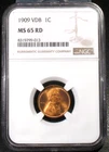 1909 VDB NGC MS65 RED RD  LINCOLN WHEAT CENT BEAUTY OLD US  PENNY COIN ID1000 B