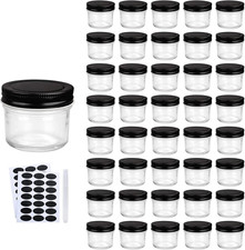 4Oz Glass Jars with Lids,Small Mason Jars,Mini Canning Jars with Black Lids for