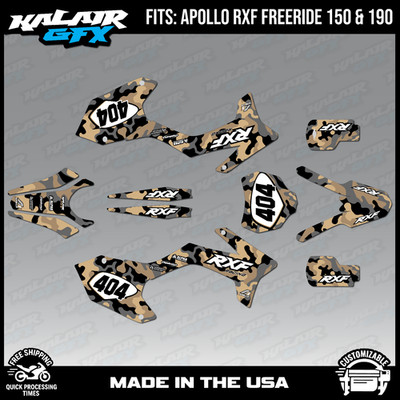 Graphics Kit for Apollo RXF Freeride 150 190 Invasion Series - Tan