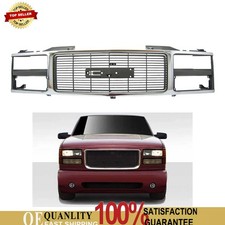 Chrome Black Grille Dual Headlight For 1988-1993 Gmc Ck Truck Yukon Suburban
