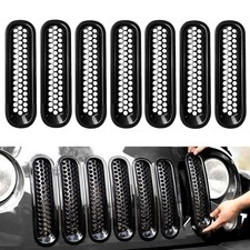 for Jeep Wrangler JK Grill Inserts, Matte Black Front Mesh Grille Cover Guard