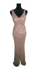 Vintage Beyond by Jovani Y2K Pink Nude Beaded Cut Out Back Fairy Gown Dress Sz 6