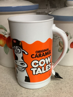COW TALES Plastic Mug Cup Candy Caramel Cow Tail Retail Advertising Display NEW