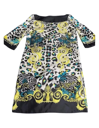Abito corto donna seta Gianni Versace collezione taglia 40 stampa animalier ghepardo