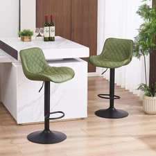 Olive Green Bar Stools Set of 2, Mid-Century Modern Counter Height Bar Stool ...
