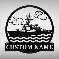 Custom Destroyer Ship Metal Wall Art Sign Personalized Home Office Decor Signs