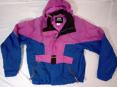 Helly Hansen Vtg 80s 90s Large Windbreaker Ski Jacket w/Arm Vents - Blue Purple