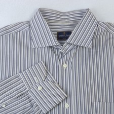 ISAIA SILVER BLUE STRIPED SHIRT 16.5 US 42 EU