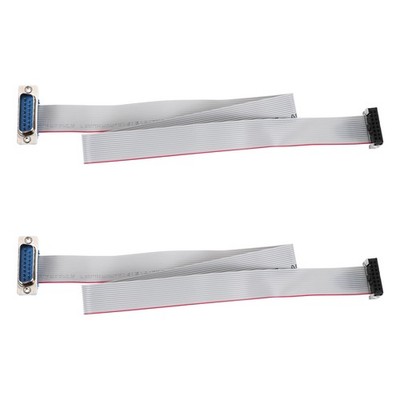 IDC Wire Flat Ribbon Cable DB15 Male to FC-16 Female 50cm Length 2pcs