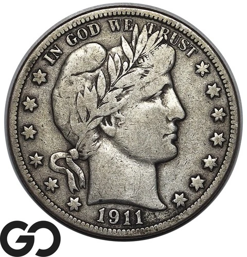 1911-S Barber Half Dollar, Choice VF Semi-Better Date