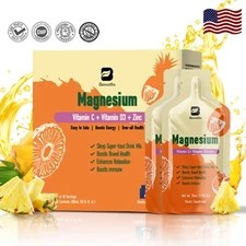Magnesium Citrate Liquid Supplement, w/ Bromelain,Vitamin C,D3,High Absorption