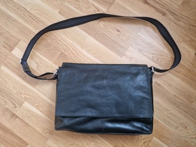 Coach Leder Messenger Bag schwarz Laptop Tasche Business Umhängetasche Leder