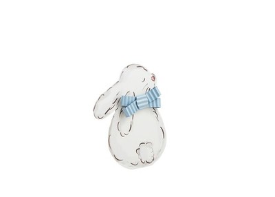 Mud Pie Tin Bow Bunny Sitter; Small 9'' x 7''