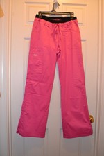 Cherokee Workwear Women  s Scrub Pants Size S Pink with Black Elastic Waist