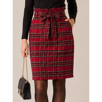Love Scarlett Red Tartan Plaid Pencil Skirt Sz 8 Holiday Christmas Skirt Preppy