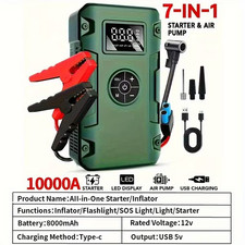 10000A 7-in-1 Car Jump Starter with Air Pump - 150PSI Tire Inflator