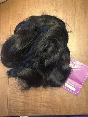 VTG Human Hair Piece/crown Bun Black Wavy New With Tags 70 s