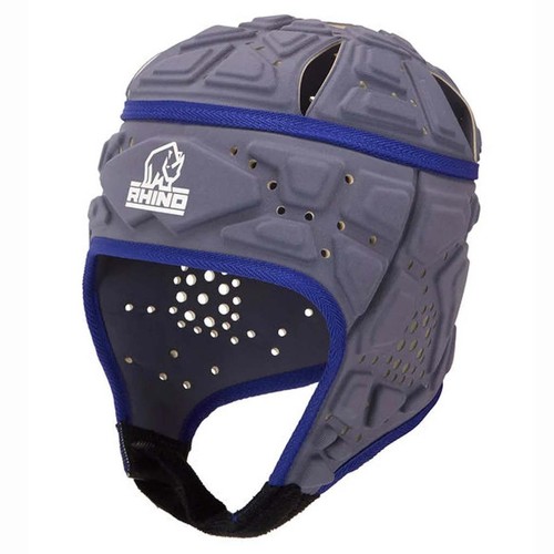 Rhino Rugby Elite Scrum Cap Head Guard in Gray/Blue - Size Medium