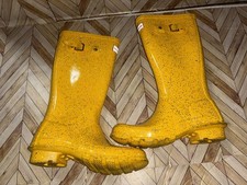 Hunter Tall High Gloss Yellow Rain Boots Kids UK 1 US 2B/3G