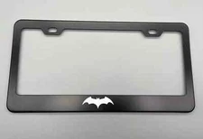 Batman Logo BLACK Stainless Steel License Plate Frame laser engraved