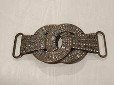 Vintage Chico's Beaded 6.75"x 3" Studded Brass Buckle Gorgeous