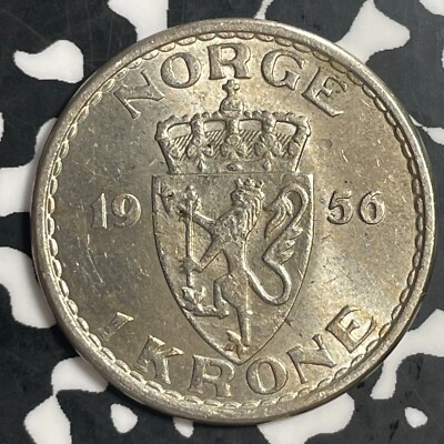 1956 Norway 1 Krone Lot#T3736 High Grade! Beautiful!