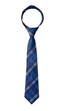 Boy's Plaid Woven Zipper Tie XL 17 inch 14 - 16 year Navy 95nv